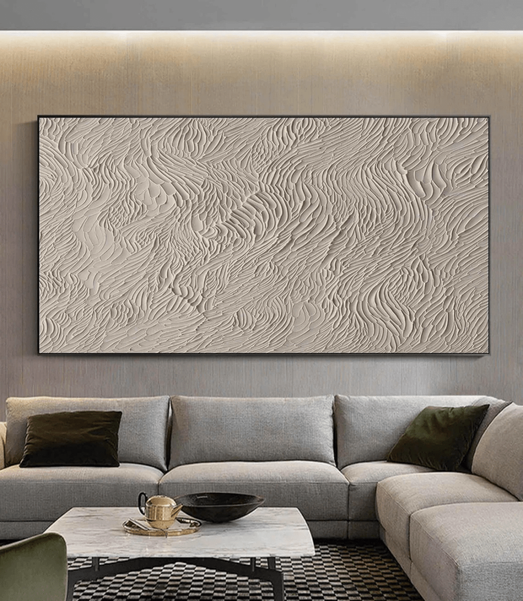 Beige Minimalist Textured Wall Art RAB078 - royalbrushart
