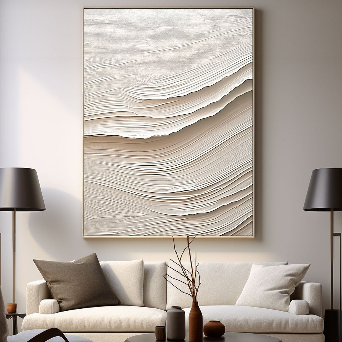 Wabi Sabi Art beige Painting 3D Textured Plaster Oil Painting Modern ...