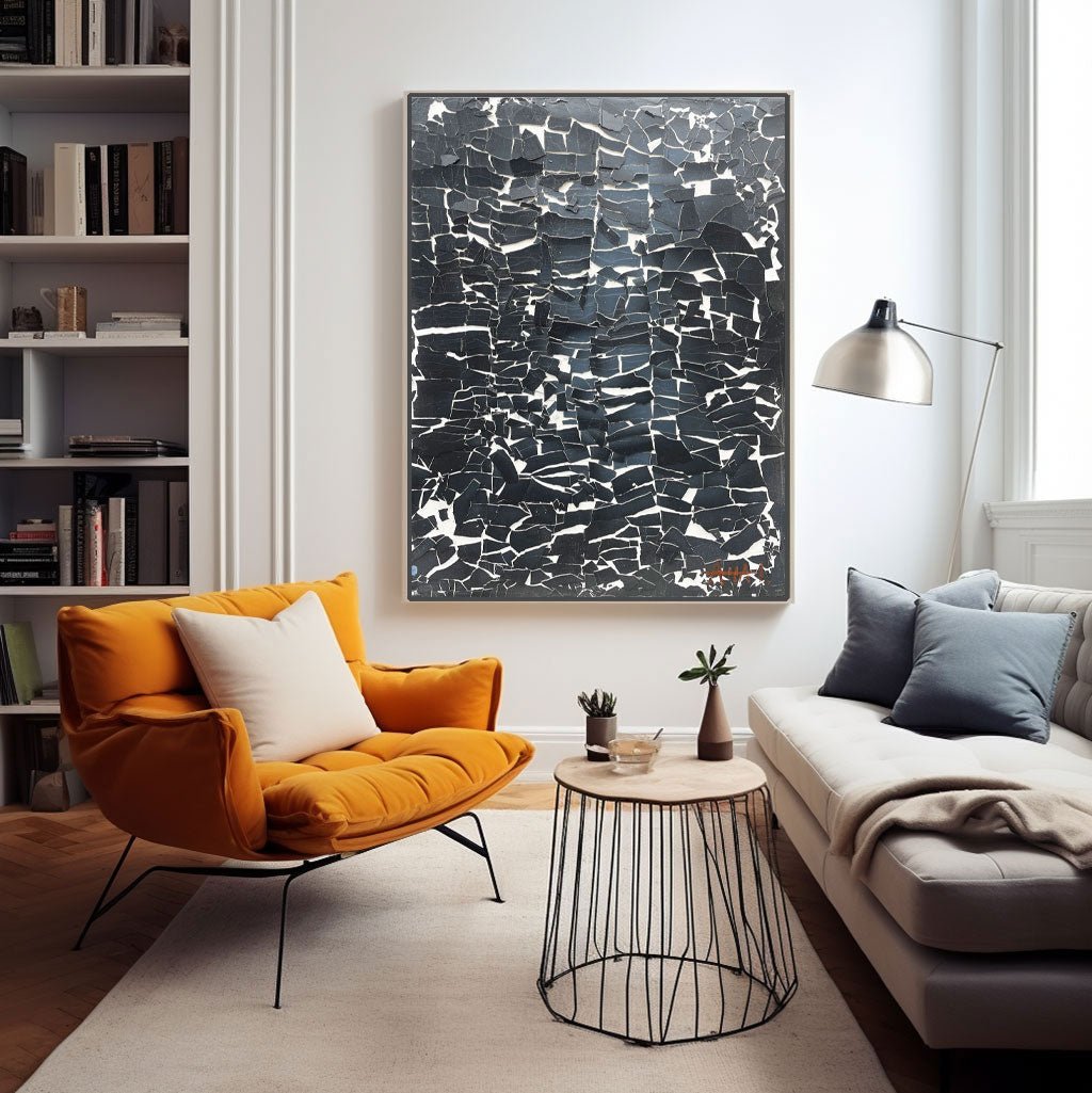 Black & White Abstract Painting LRAB622 - royalbrushart