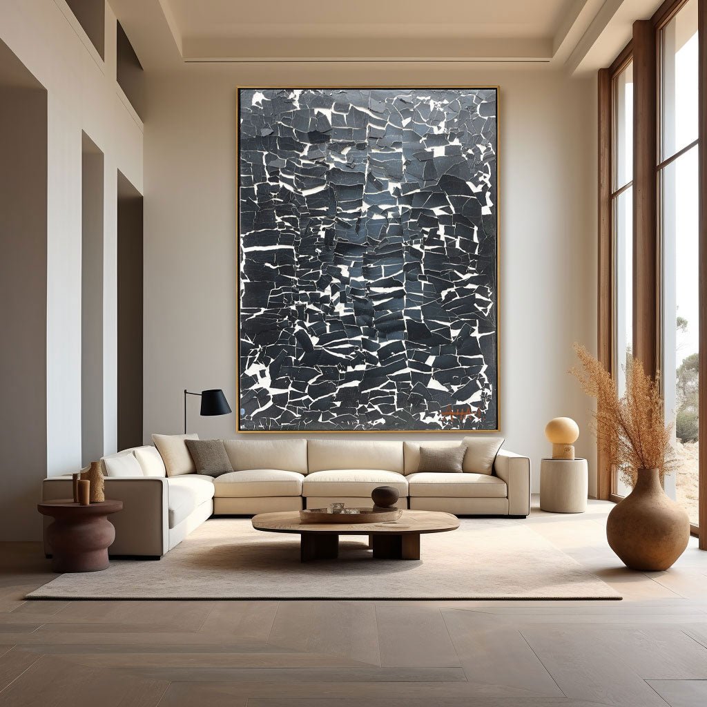 Black & White Abstract Painting LRAB622 - royalbrushart