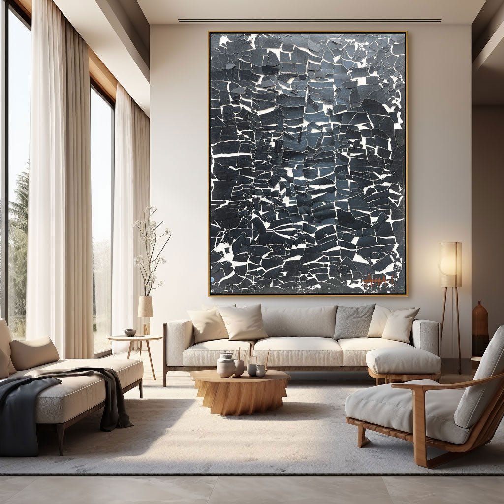 Black & White Abstract Painting LRAB622 - royalbrushart