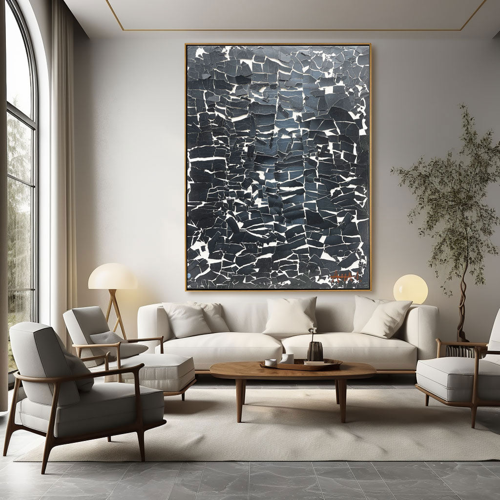 Black & White Abstract Painting LRAB622 - royalbrushart