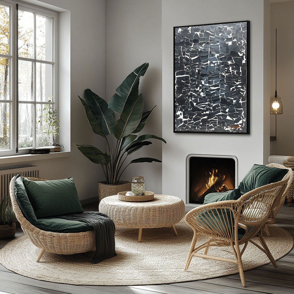 Black & White Abstract Painting LRAB622 - royalbrushart