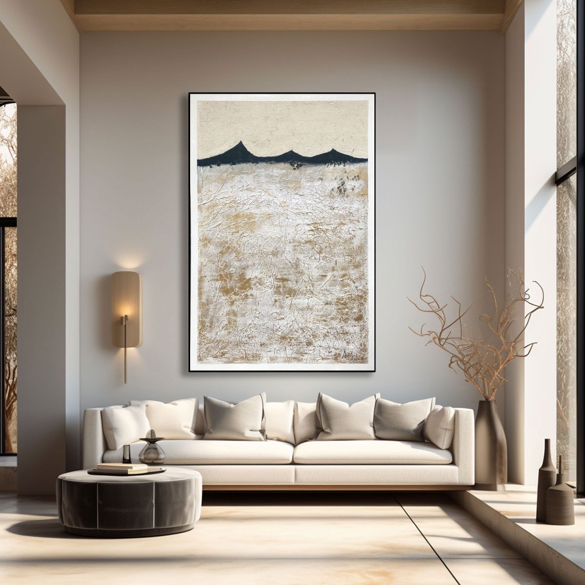 Beige Abstract Painting LRAB617 - royalbrushart