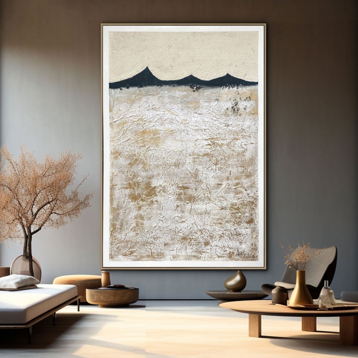Beige Abstract Painting LRAB617 - royalbrushart