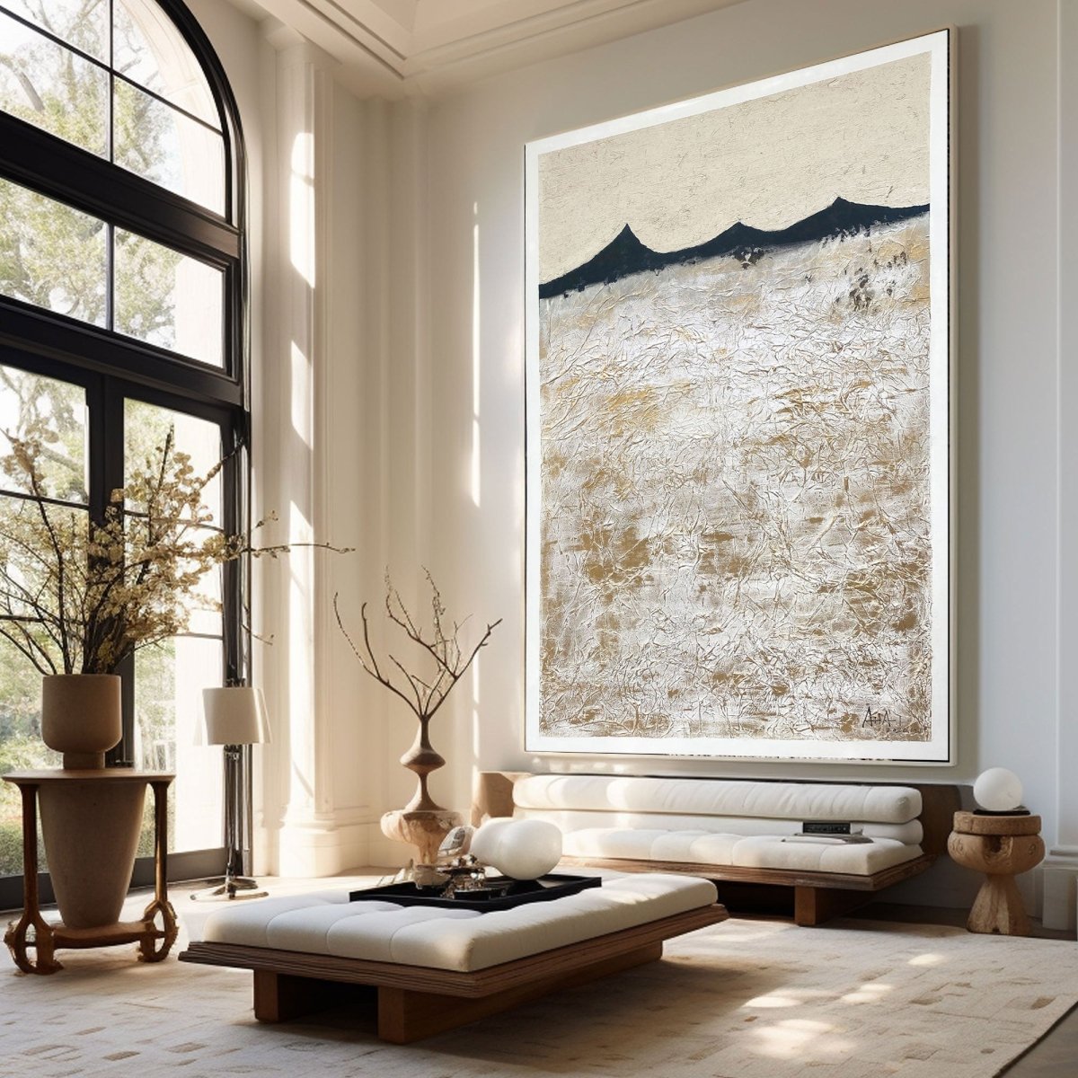 Beige Abstract Painting LRAB617 - royalbrushart