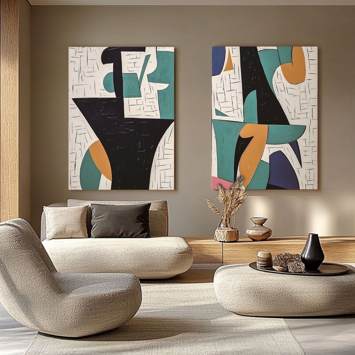 Abstract Painting Set Of 2 RAB693 - royalbrushart