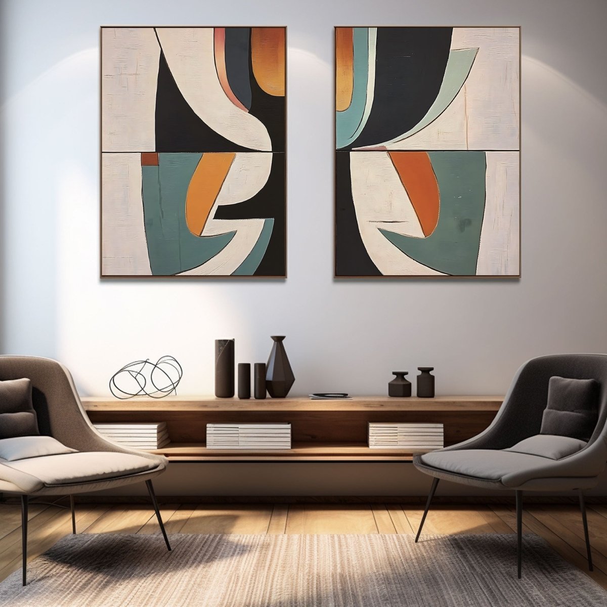 Abstract Painting Set Of 2 RAB692 - royalbrushart