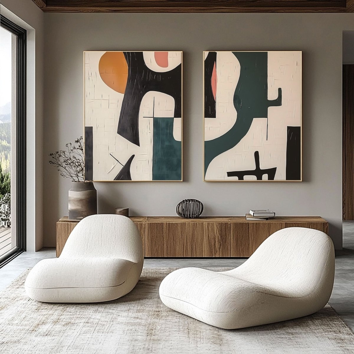 Abstract Painting Set Of 2 RAB695 - royalbrushart