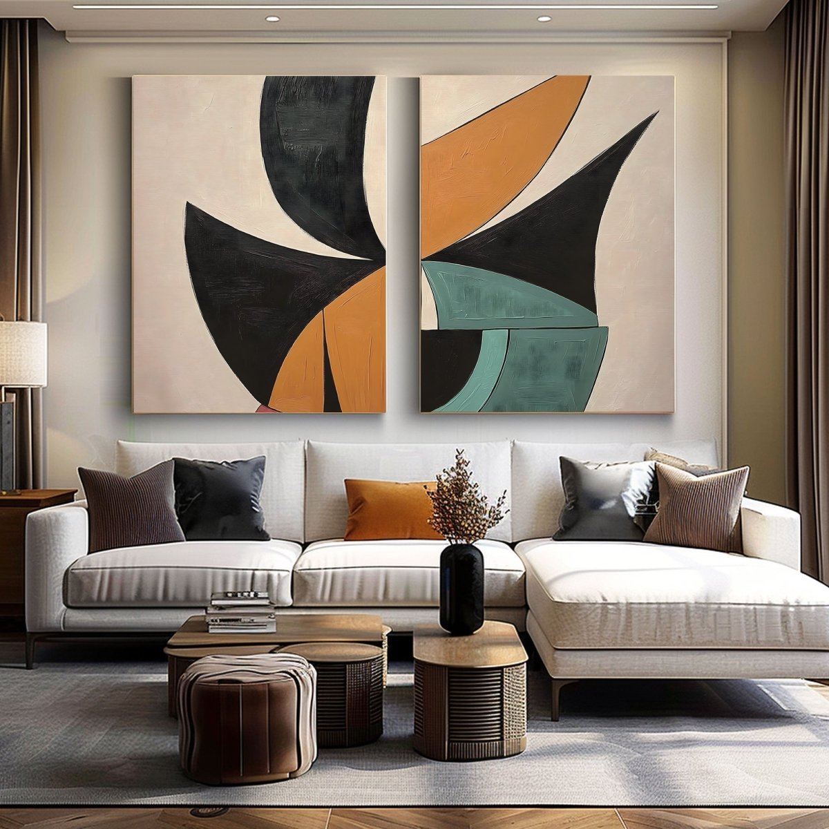 Abstract Painting Set Of 2 RAB691 - royalbrushart