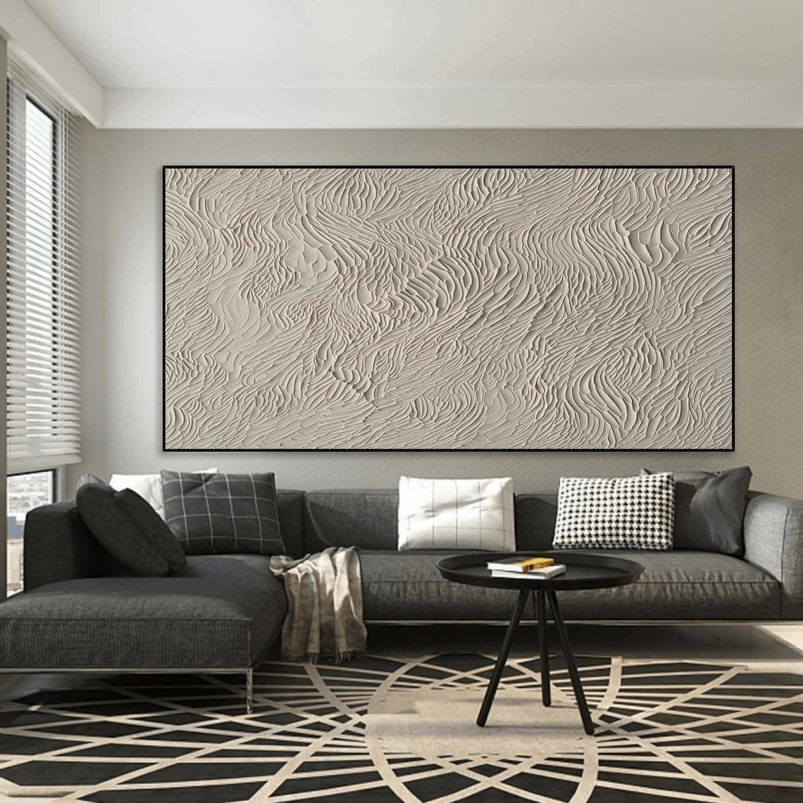 Beige Minimalist Textured Wall Art RAB078 - royalbrushart