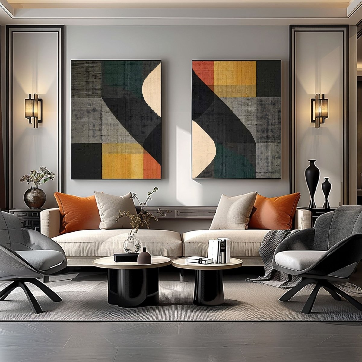 Abstract Painting Set Of 2 RAB433 - royalbrushart