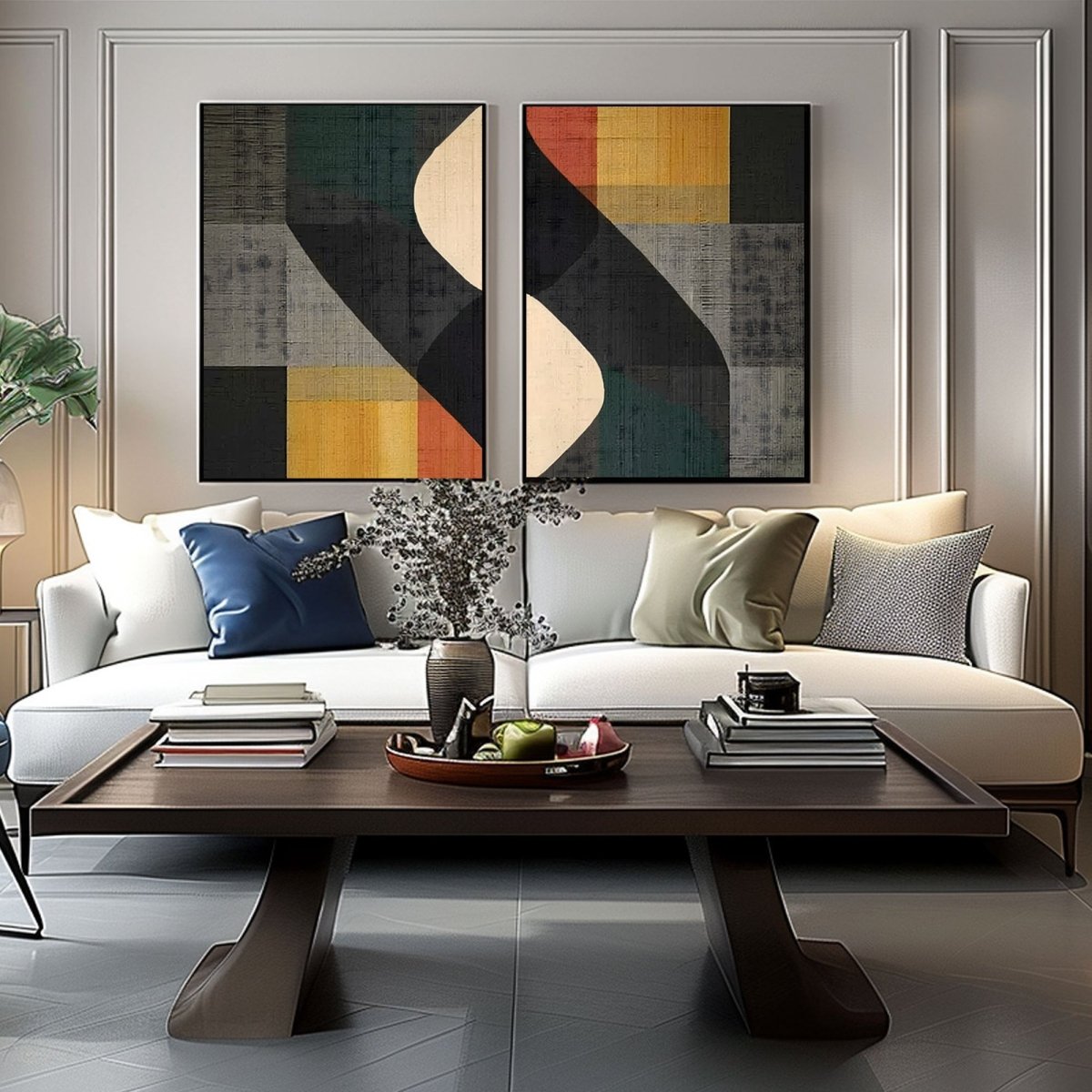 Abstract Painting Set Of 2 RAB433 - royalbrushart