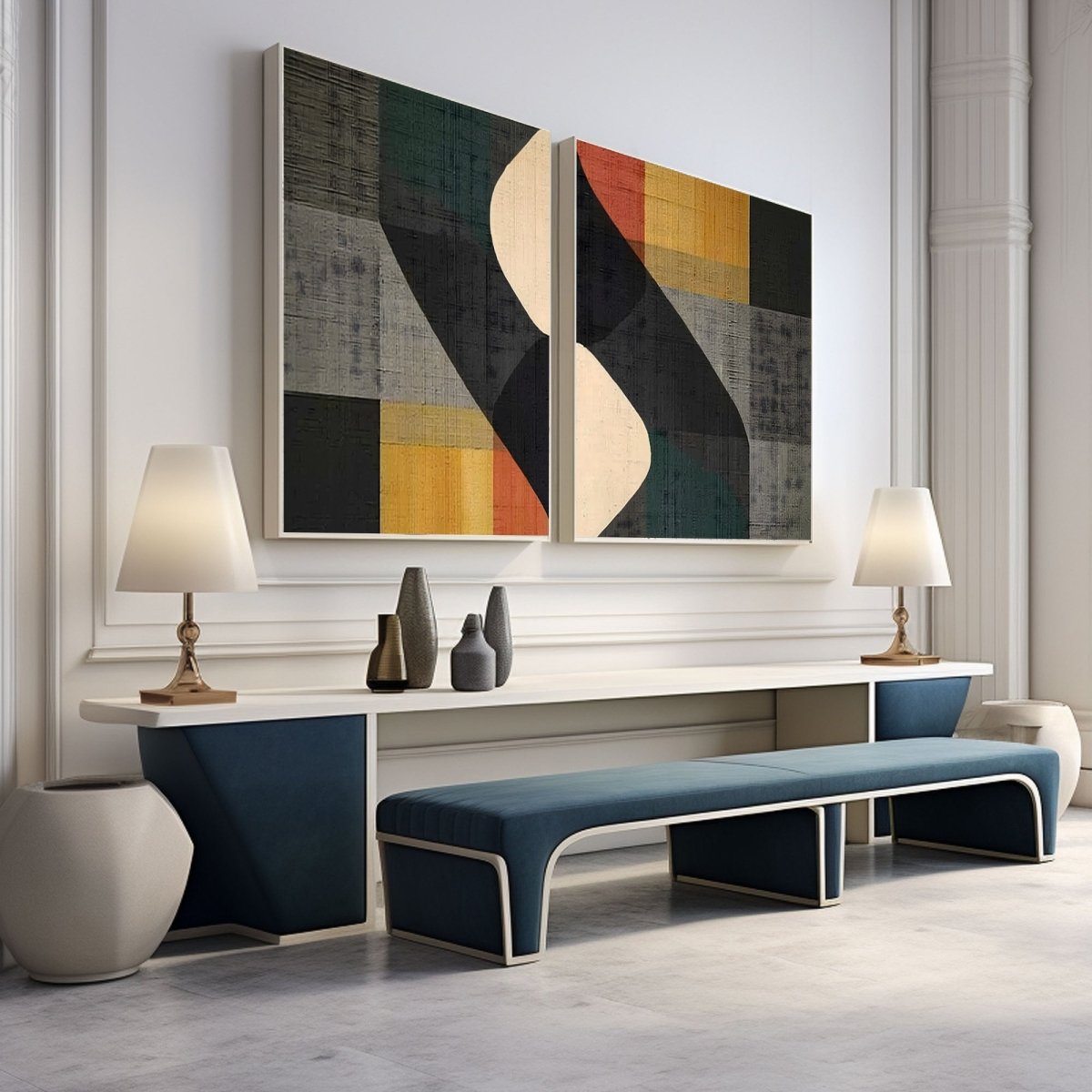 Abstract Painting Set Of 2 RAB433 - royalbrushart