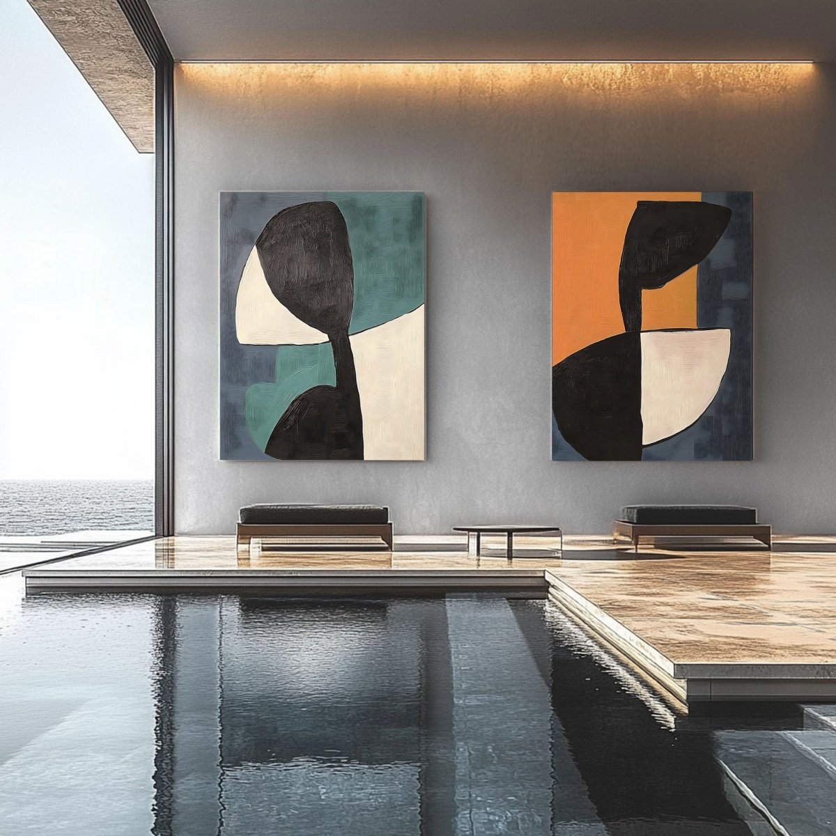 Abstract Painting Set Of 2 RAB694 - royalbrushart