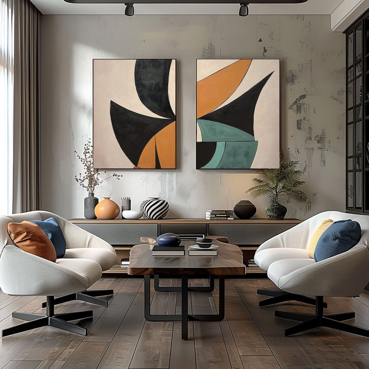 Abstract Painting Set Of 2 RAB691 - royalbrushart