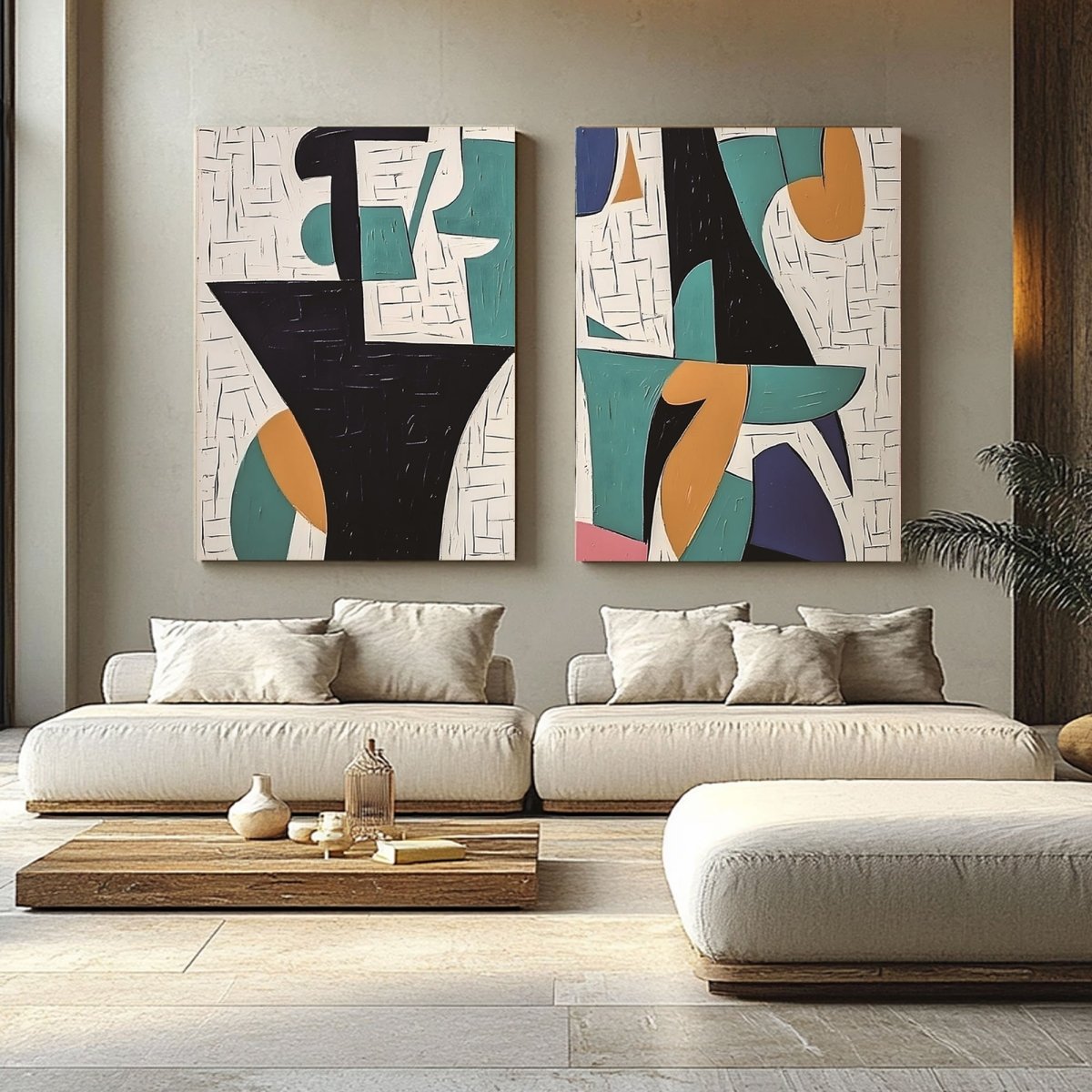 Abstract Painting Set Of 2 RAB693 - royalbrushart