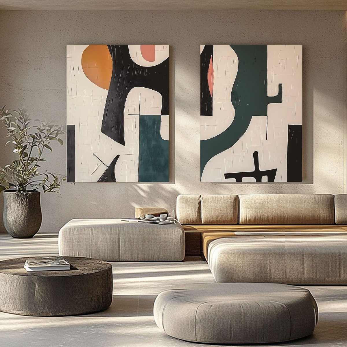 Abstract Painting Set Of 2 RAB695 - royalbrushart