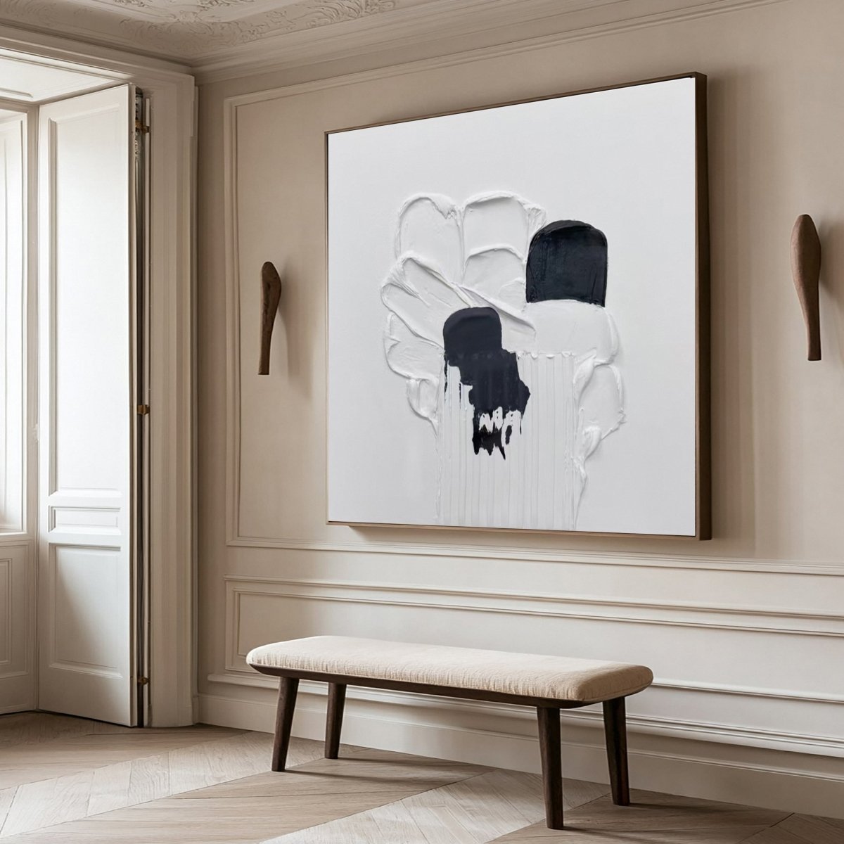 Black & White Monochrome Minimalist Textured Art RAB107 - royalbrushart