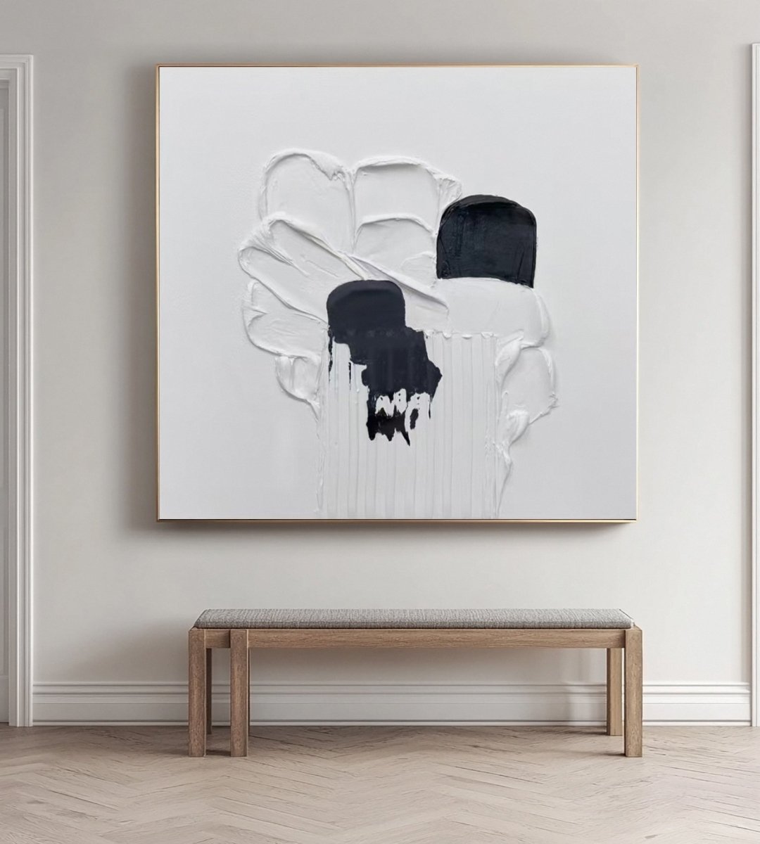 Black & White Monochrome Minimalist Textured Art RAB107 - royalbrushart