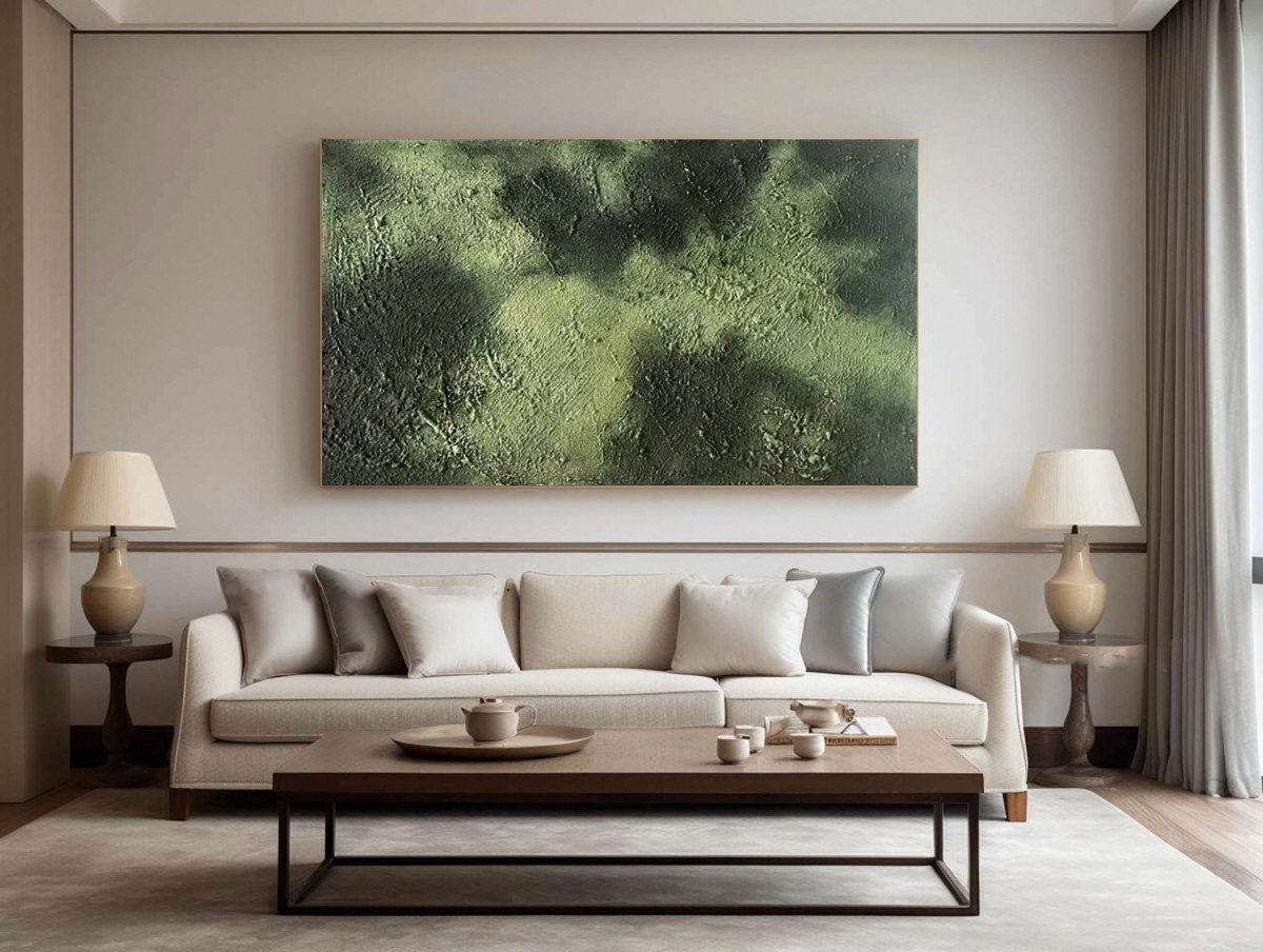 Green Monochromatic Abstract Painting RAB134 - royalbrushart