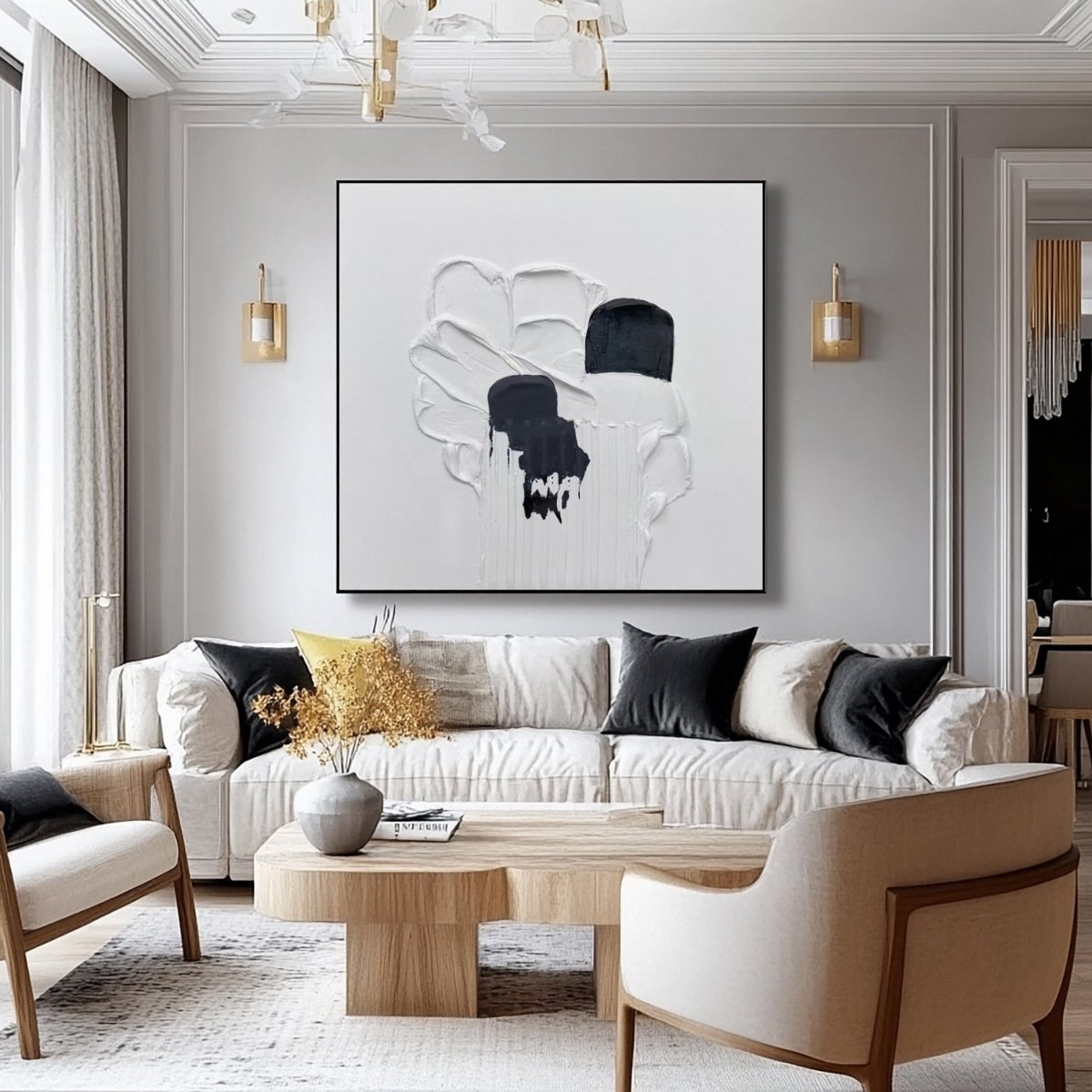 Black & White Monochrome Minimalist Textured Art RAB107 - royalbrushart