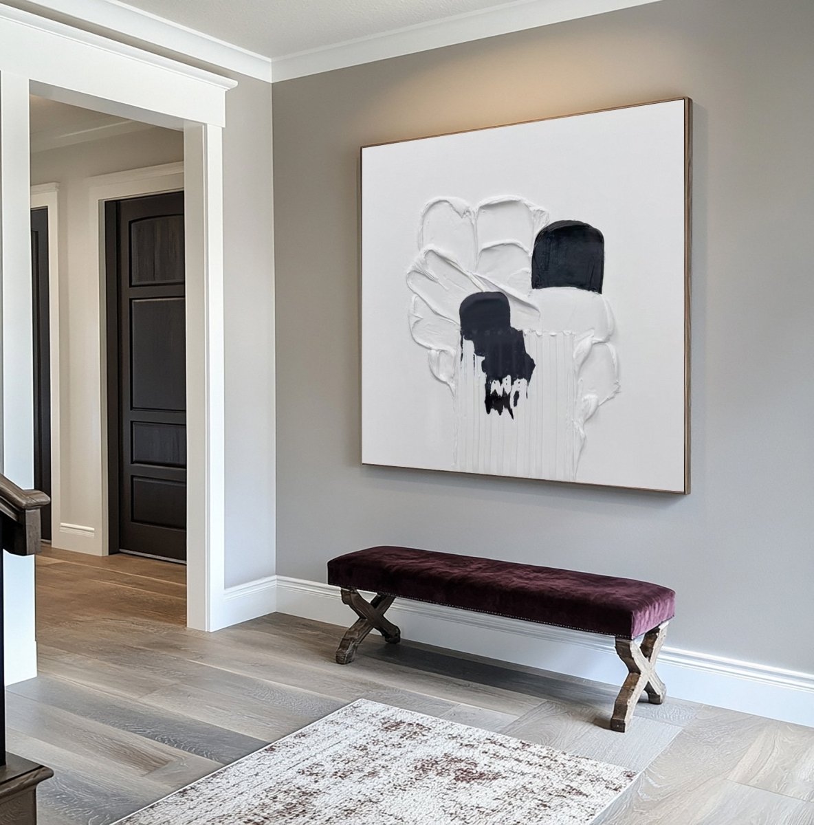 Black & White Monochrome Minimalist Textured Art RAB107 - royalbrushart