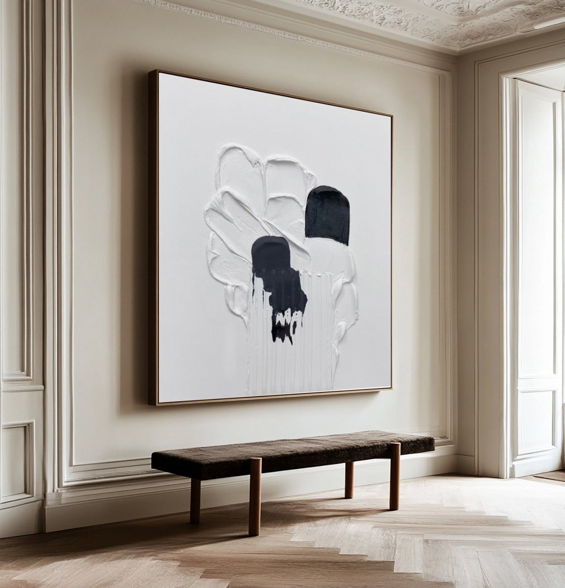 Black & White Monochrome Minimalist Textured Art RAB107 - royalbrushart