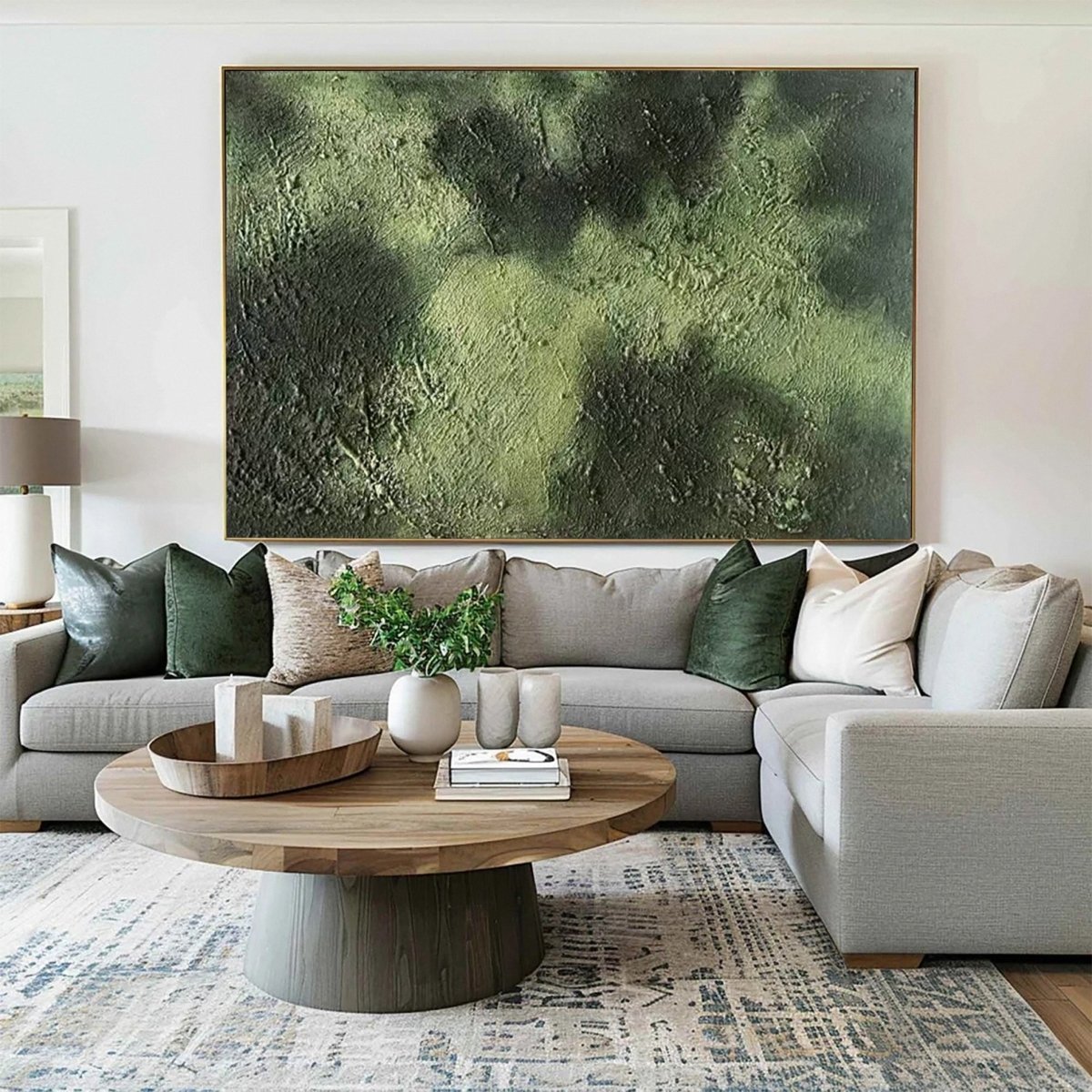 Green Monochromatic Abstract Painting RAB134 - royalbrushart