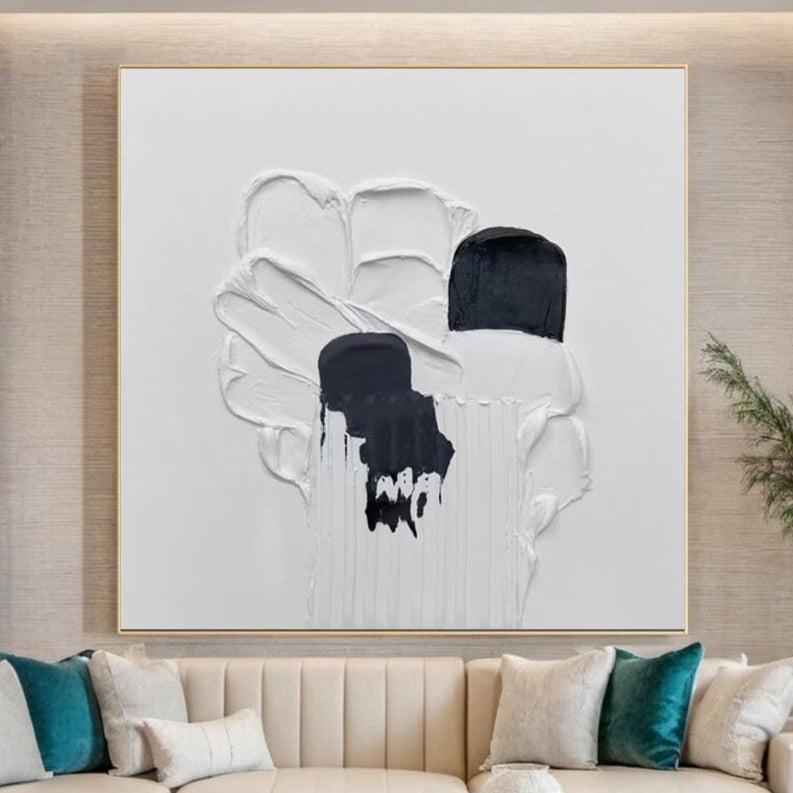 Black & White Monochrome Minimalist Textured Art RAB107 - royalbrushart