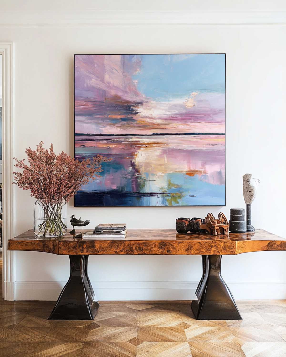 Modern Romantic Pink Tone Abstract Sky Painting RAB190 - royalbrushart