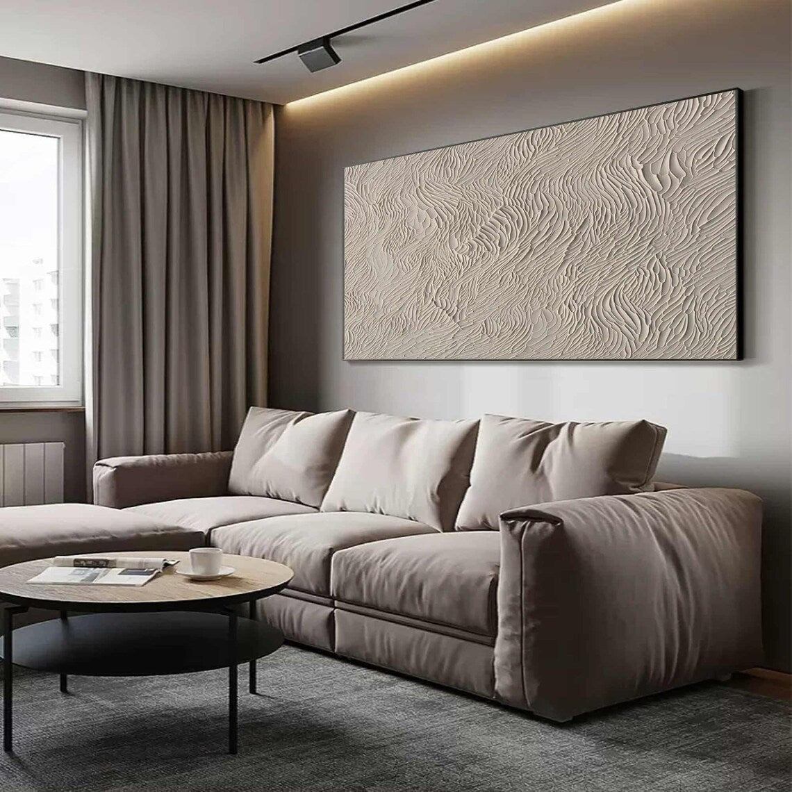 Beige Minimalist Textured Wall Art RAB078 - royalbrushart