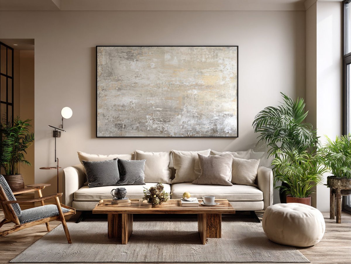 Modern Neutral Palette Wall Art for Sofa Decor RAB124 - royalbrushart