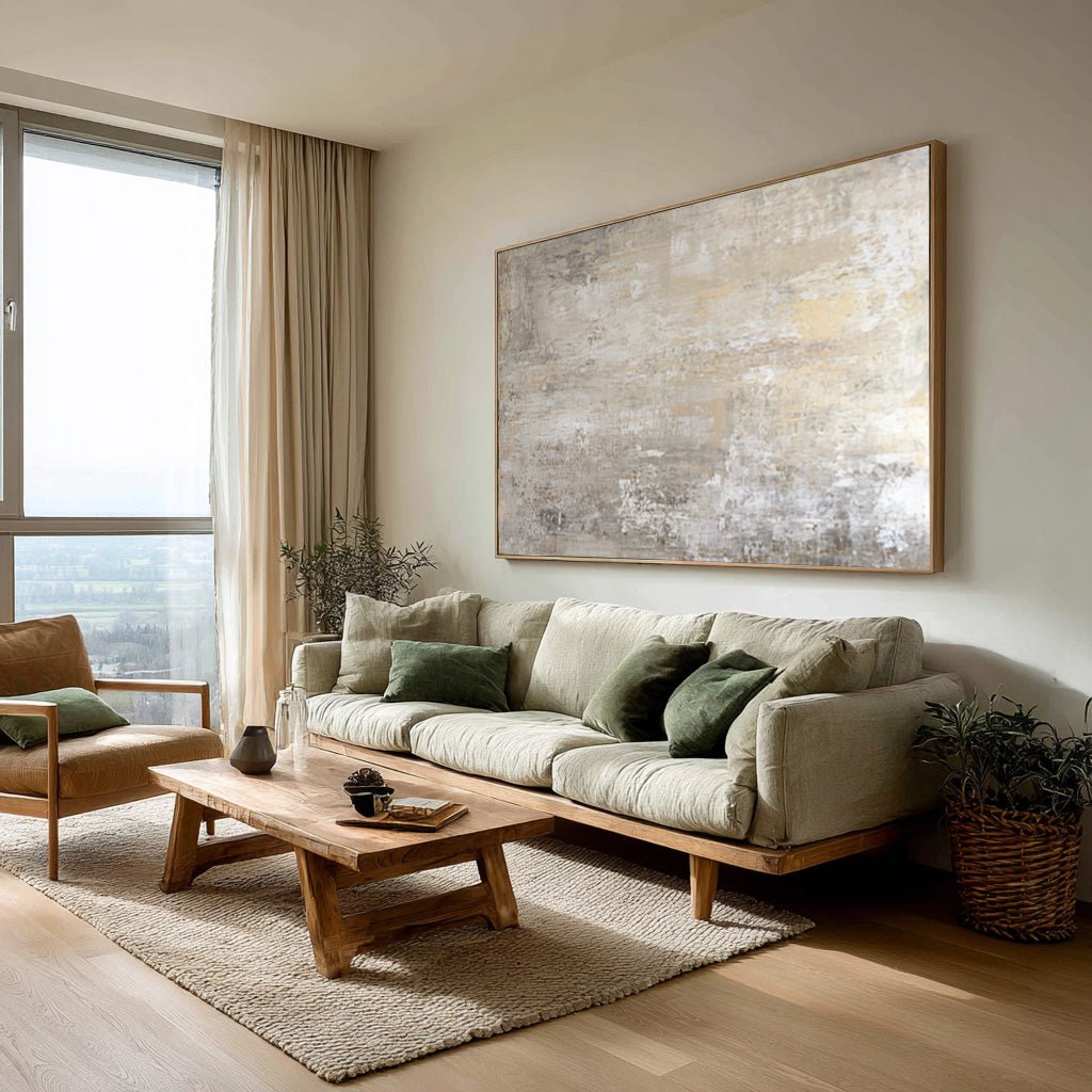 Modern Neutral Palette Wall Art for Sofa Decor RAB124 - royalbrushart