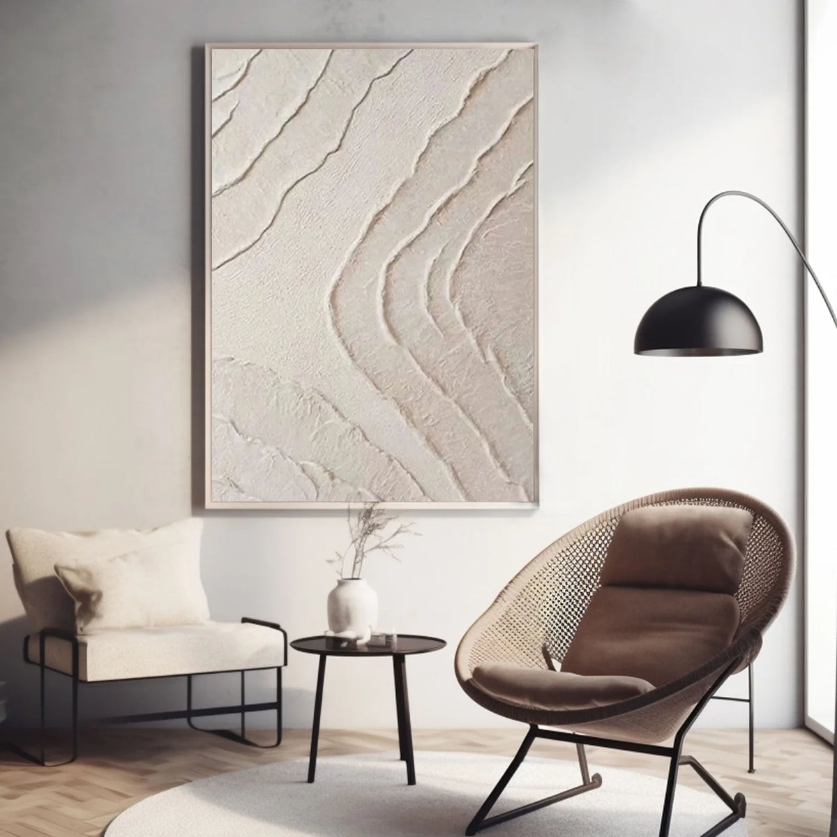 3D Texture Painting Abstract Beige Painting Wabi Sabi Art Plaster Art ...
