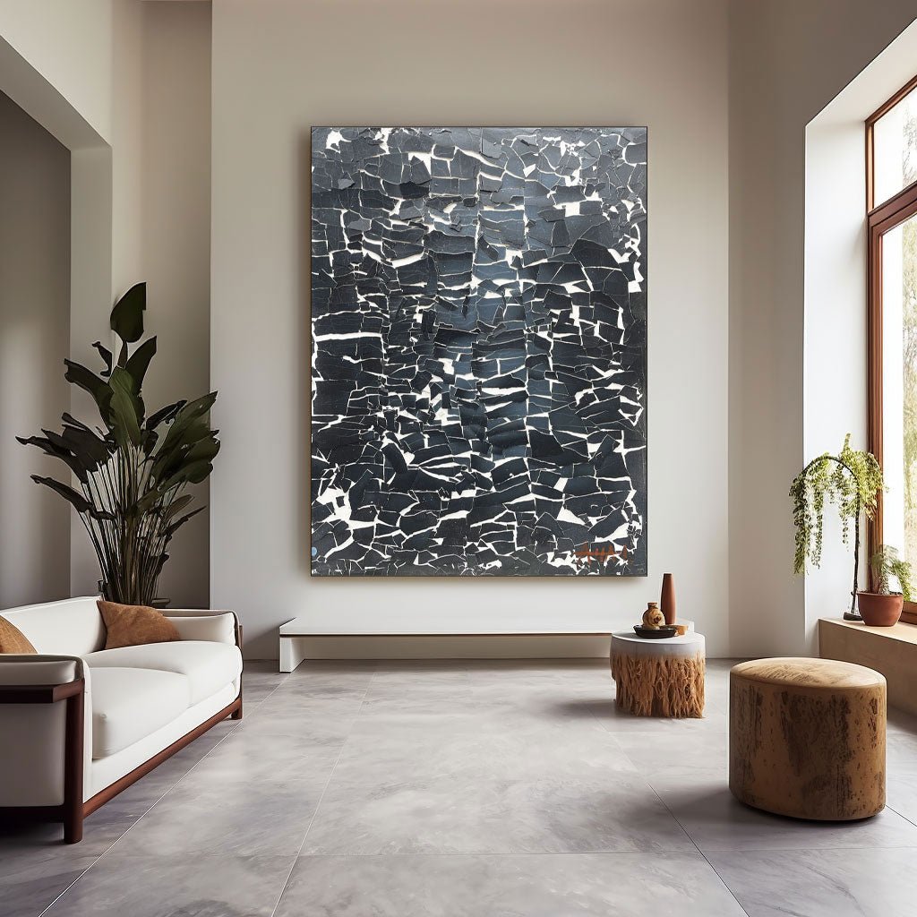 Black & White Abstract Painting LRAB622 - royalbrushart