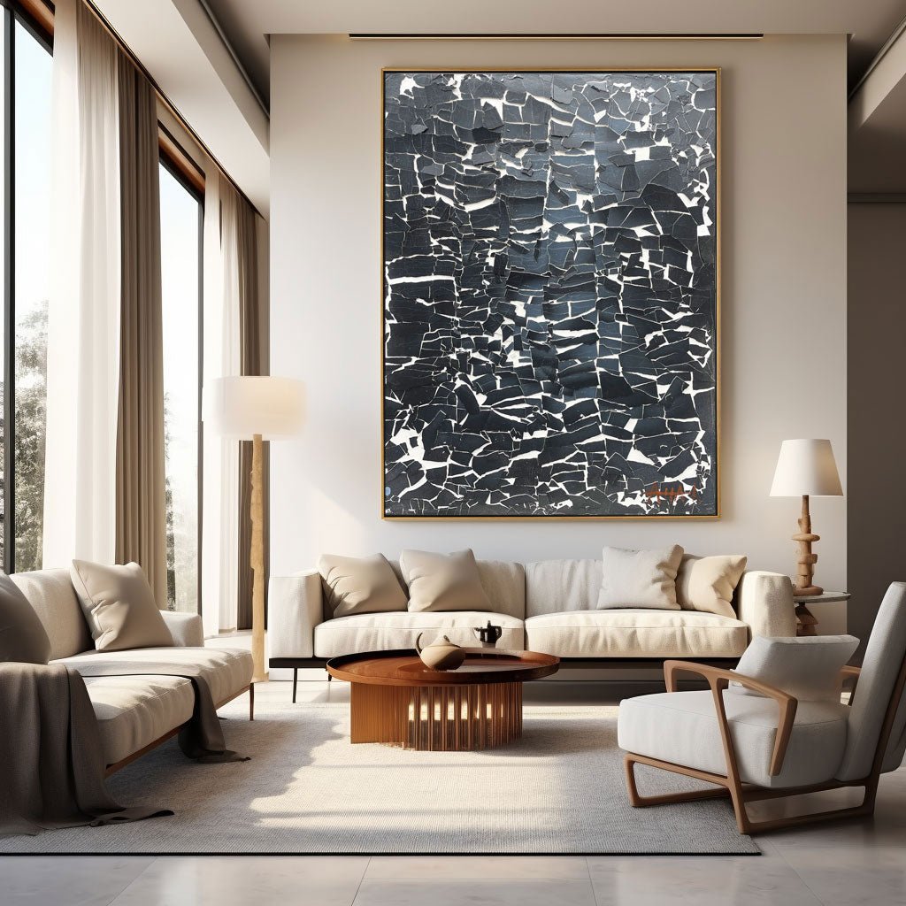 Black & White Abstract Painting LRAB622 - royalbrushart