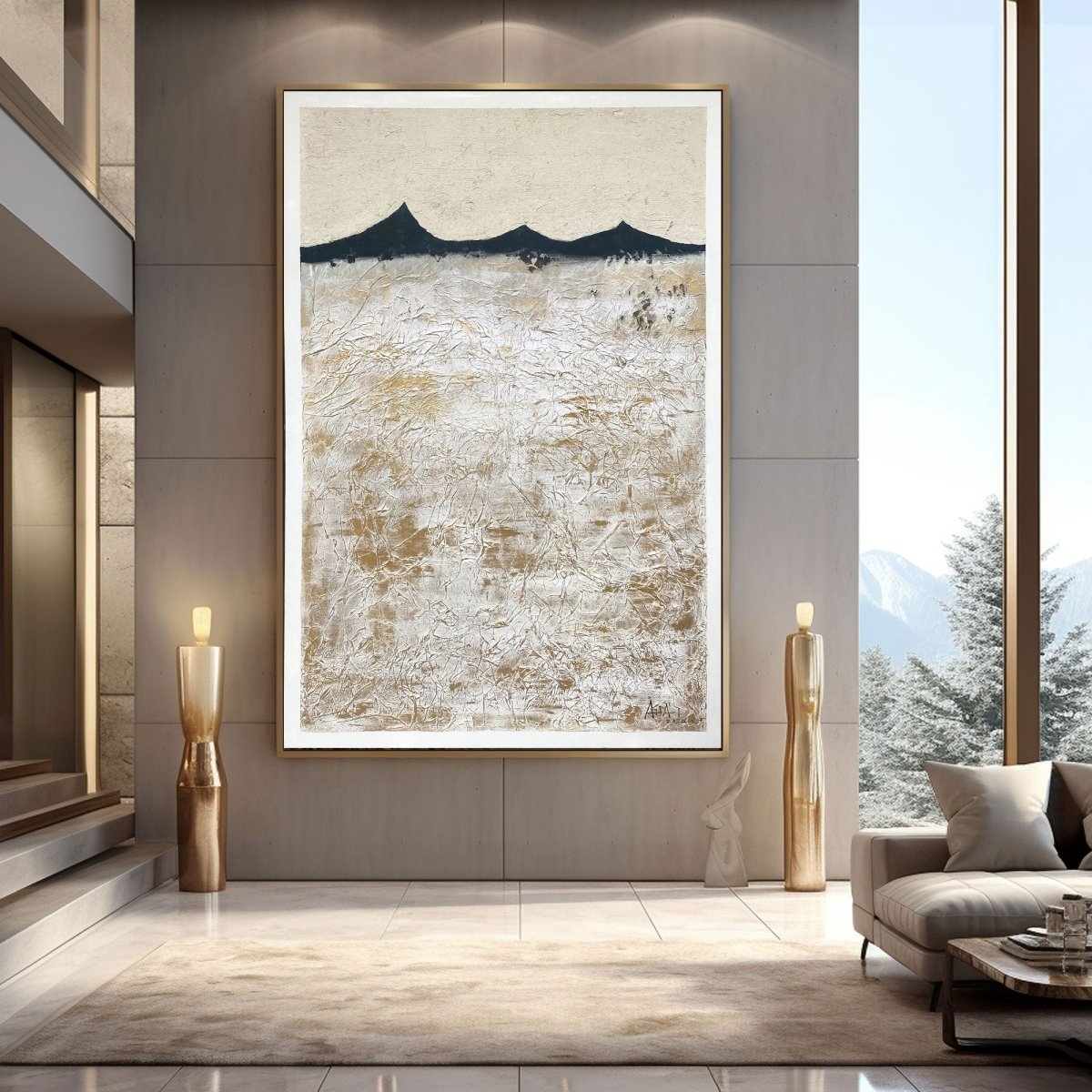 Beige Abstract Painting LRAB617 - royalbrushart