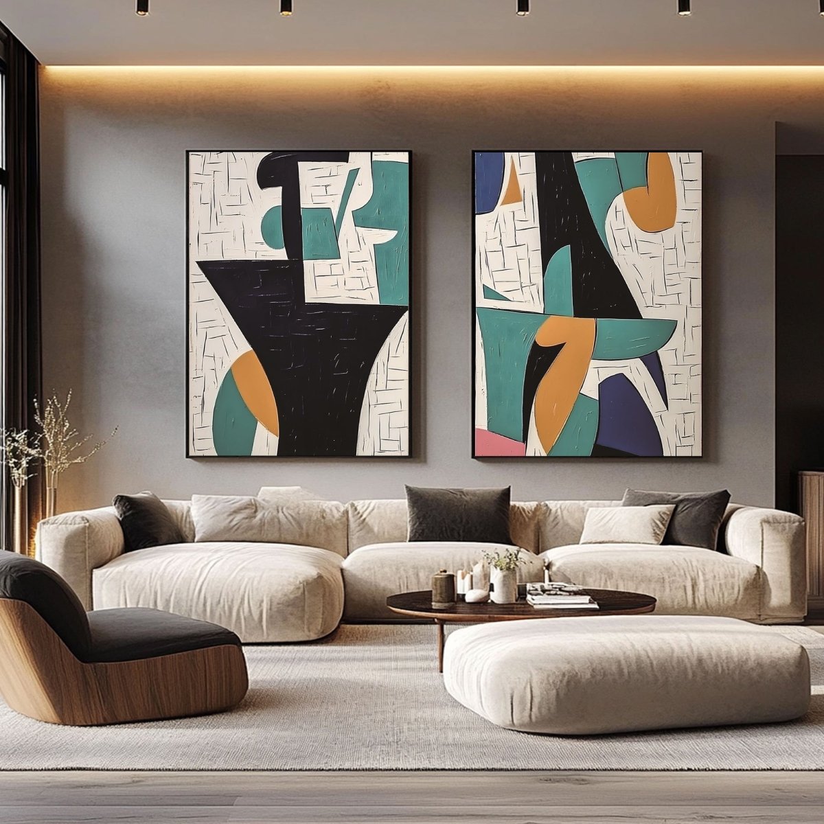 Abstract Painting Set Of 2 RAB693 - royalbrushart