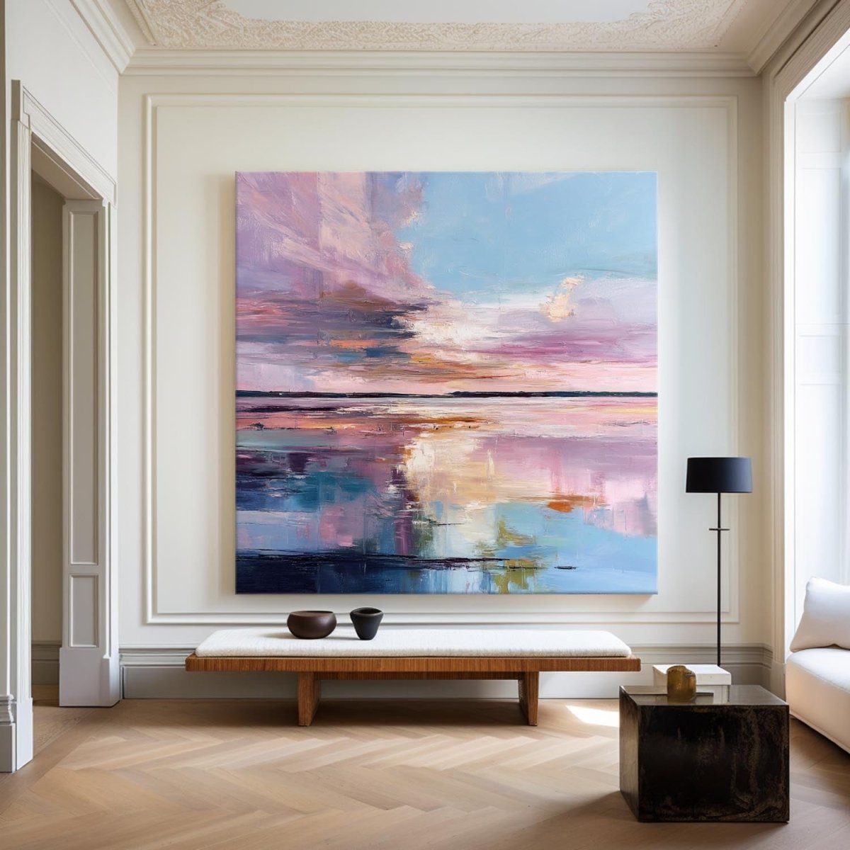 Modern Romantic Pink Tone Abstract Sky Painting RAB190 - royalbrushart