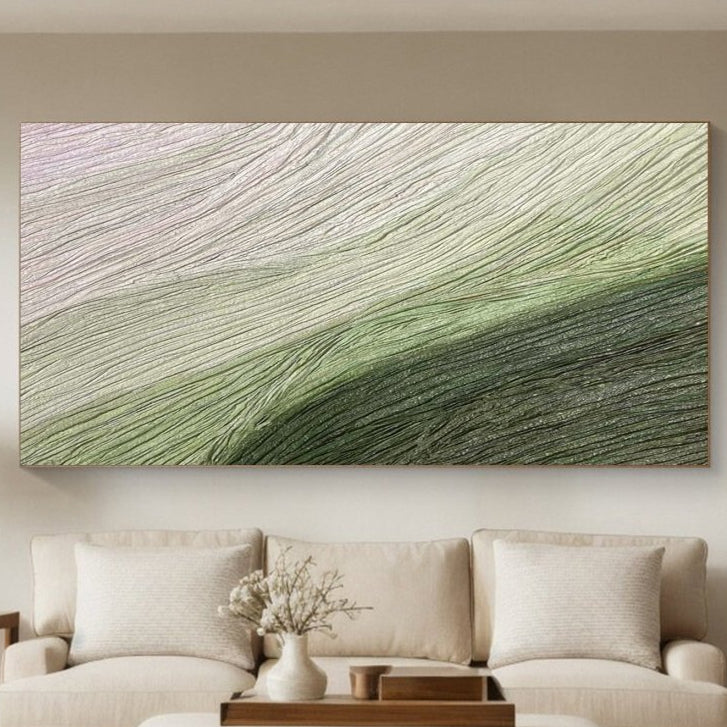 Modern Abstract Green Monochromatic Textured Painting RAB132 - royalbrushart