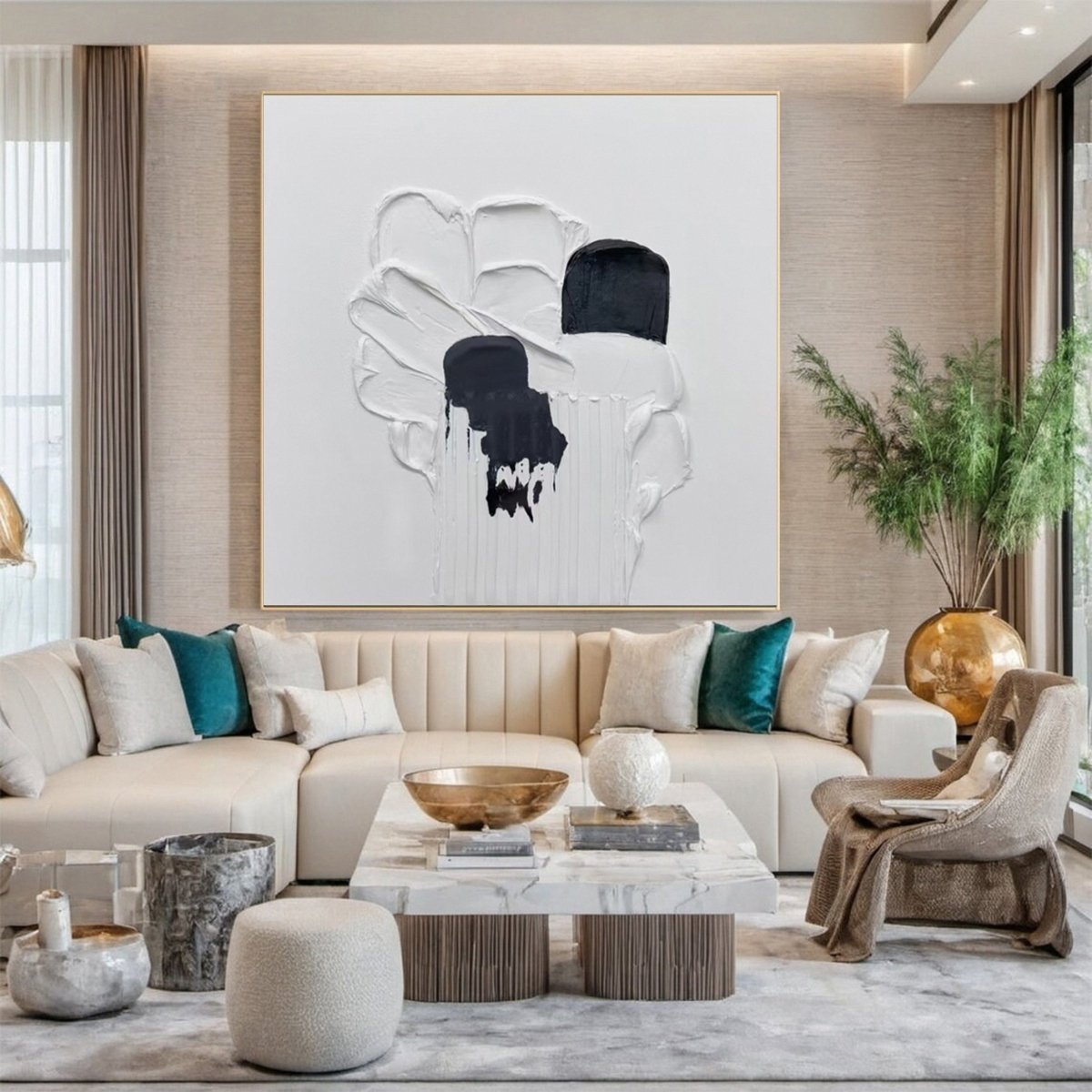 Black & White Monochrome Minimalist Textured Art RAB107 - royalbrushart