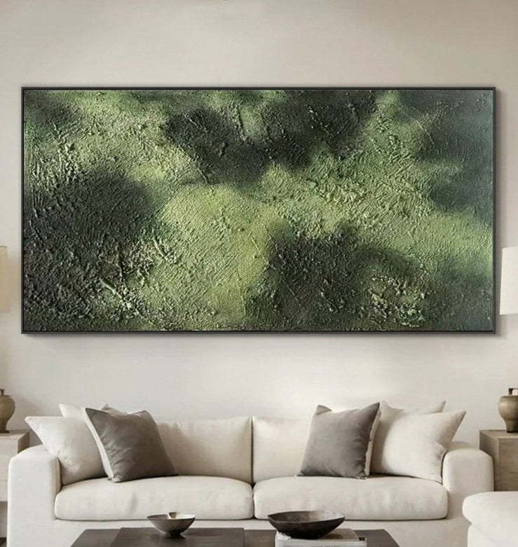 Green Monochromatic Abstract Painting RAB134 - royalbrushart