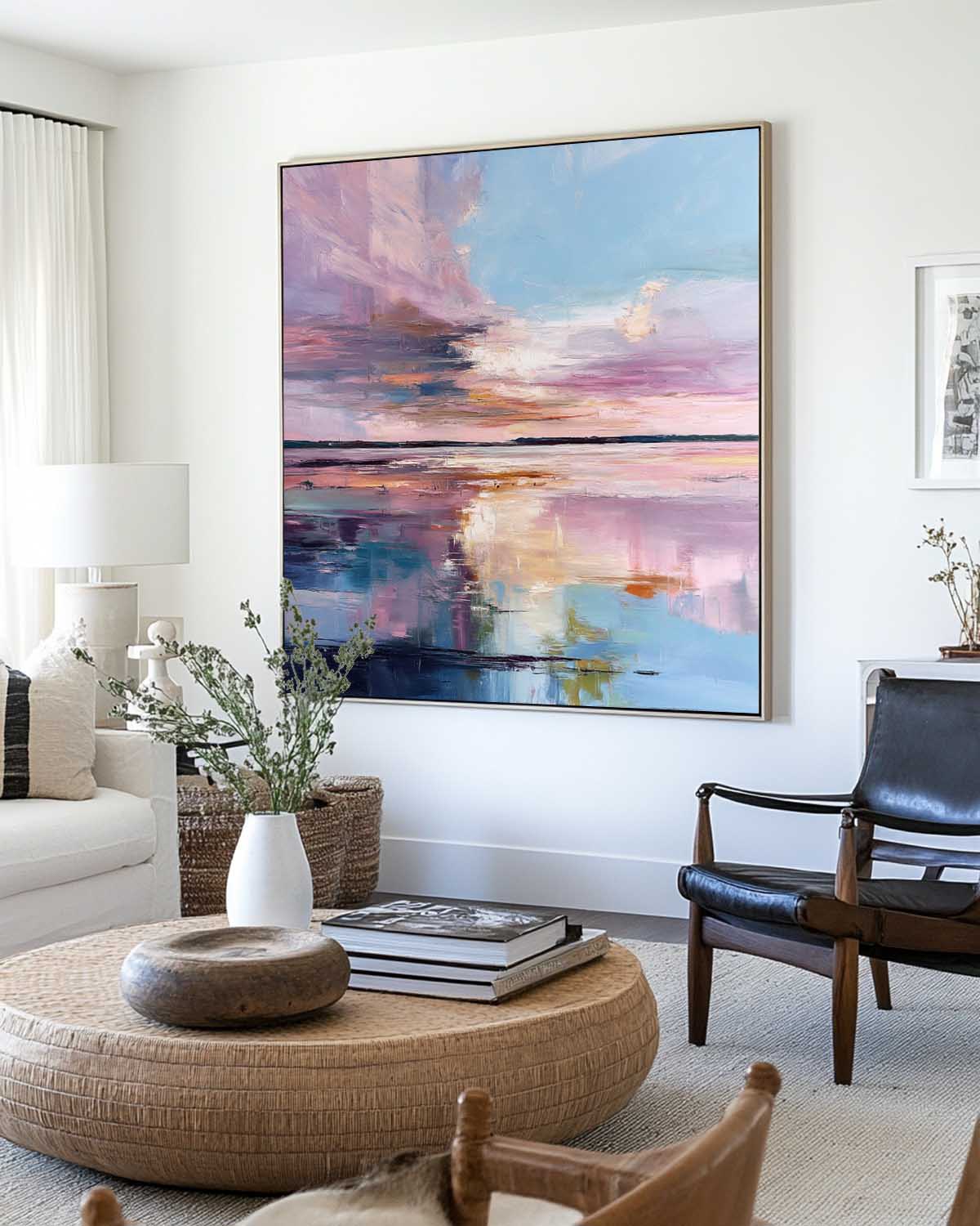Modern Romantic Pink Tone Abstract Sky Painting RAB190 - royalbrushart