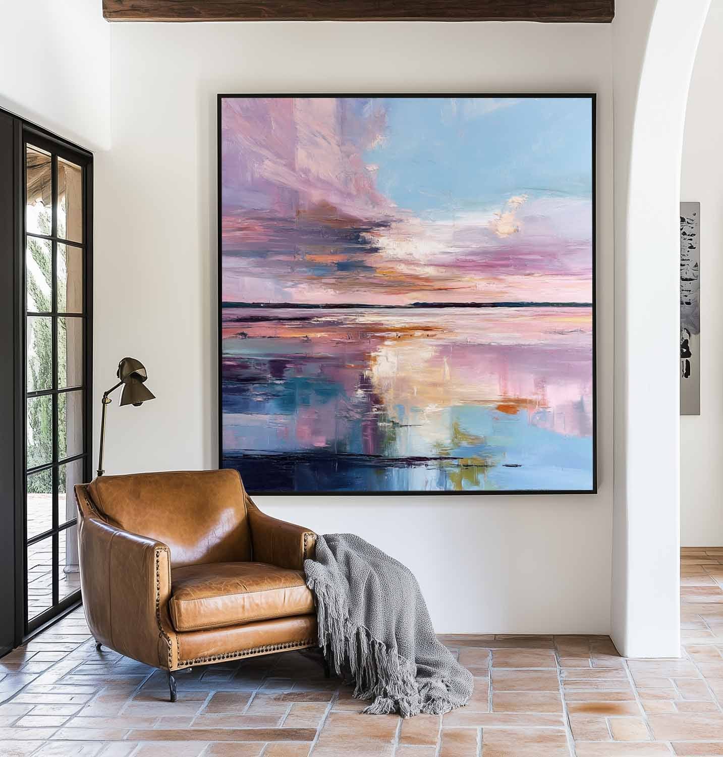 Modern Romantic Pink Tone Abstract Sky Painting RAB190 - royalbrushart