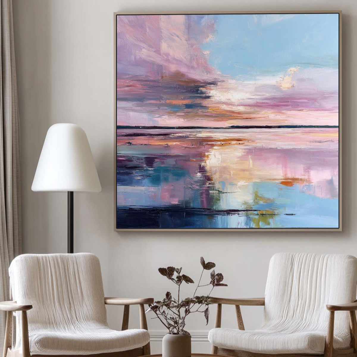 Modern Romantic Pink Tone Abstract Sky Painting RAB190 - royalbrushart