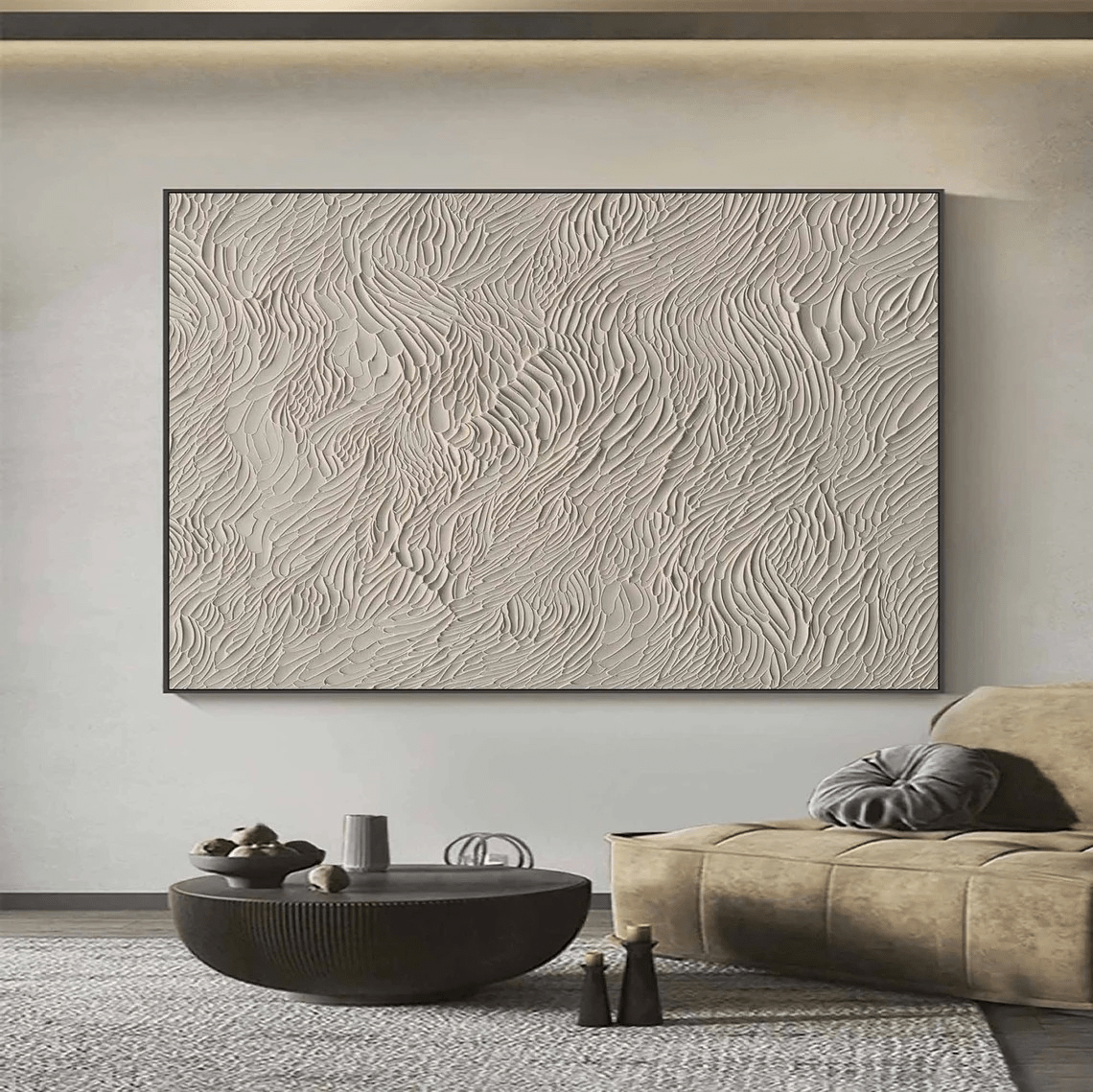 Beige Minimalist Textured Wall Art RAB078 - royalbrushart