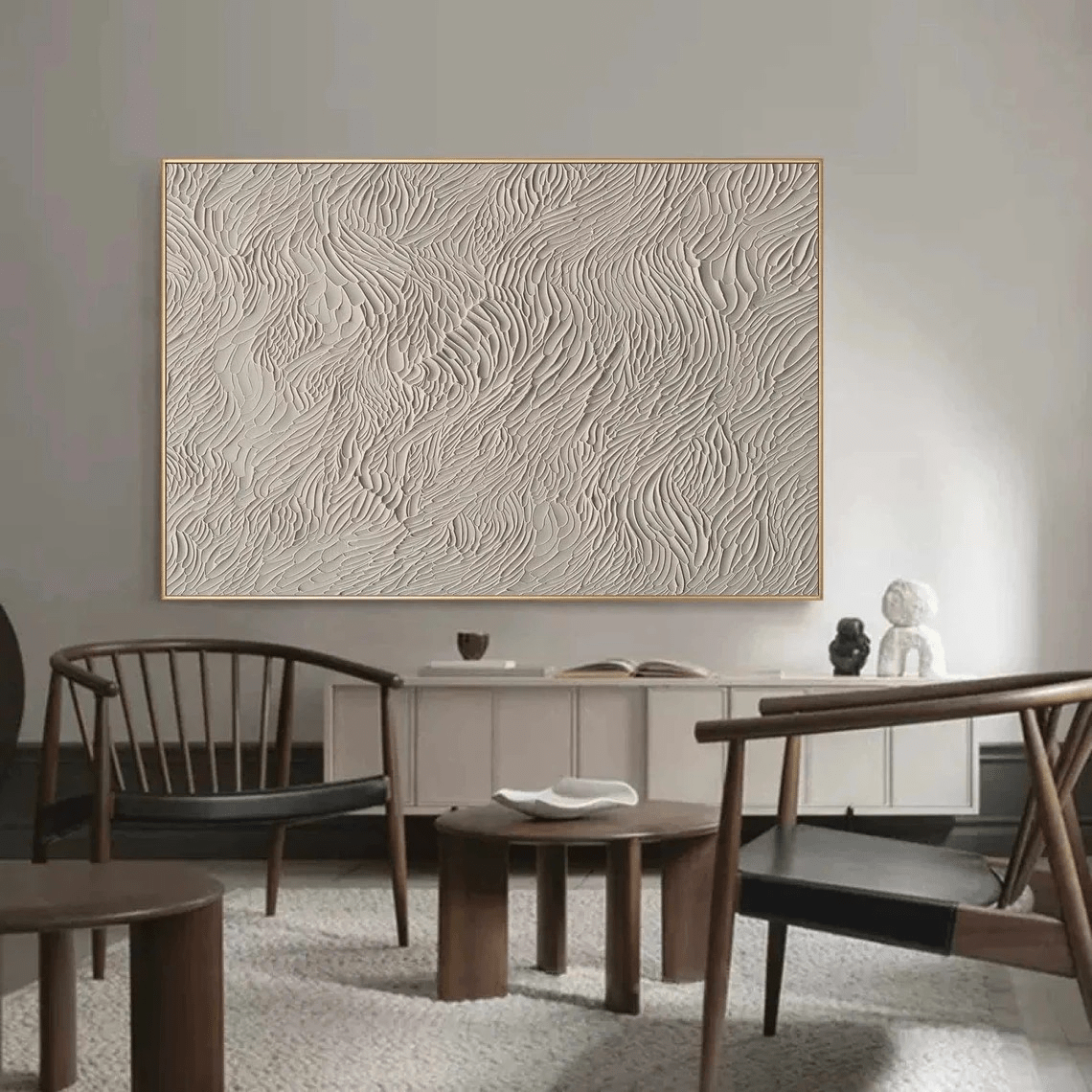 Beige Minimalist Textured Wall Art RAB078 - royalbrushart
