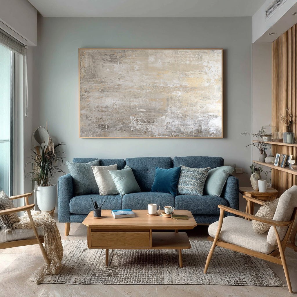 Modern Neutral Palette Wall Art for Sofa Decor RAB124 - royalbrushart