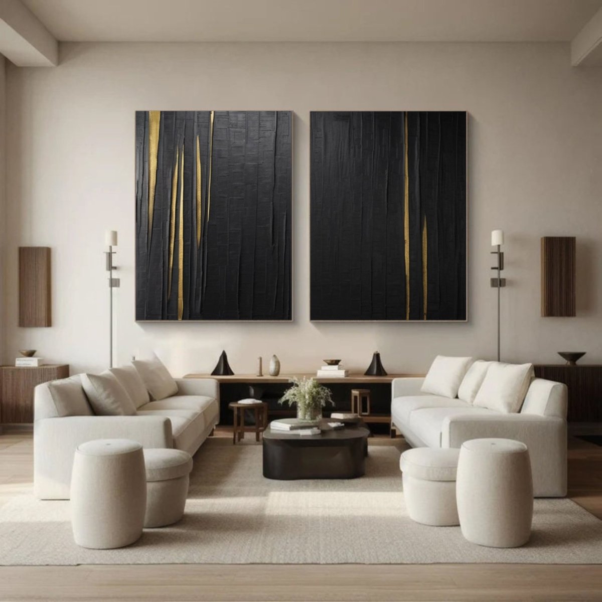 Abstract painting set of 2 RAB057 - royalbrushart
